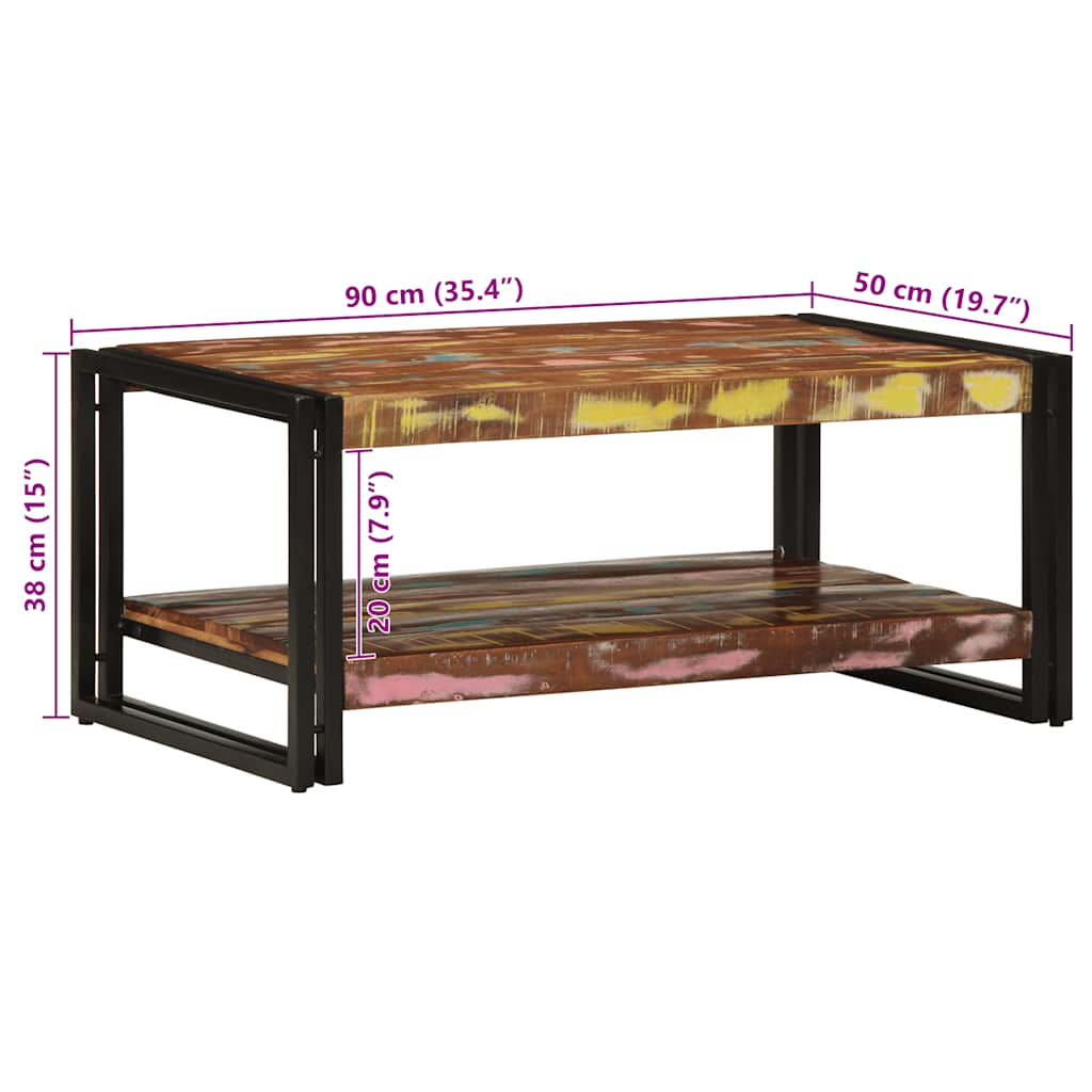 Couchtisch Mehrfarbig 90x50x38 cm Altholz Massiv