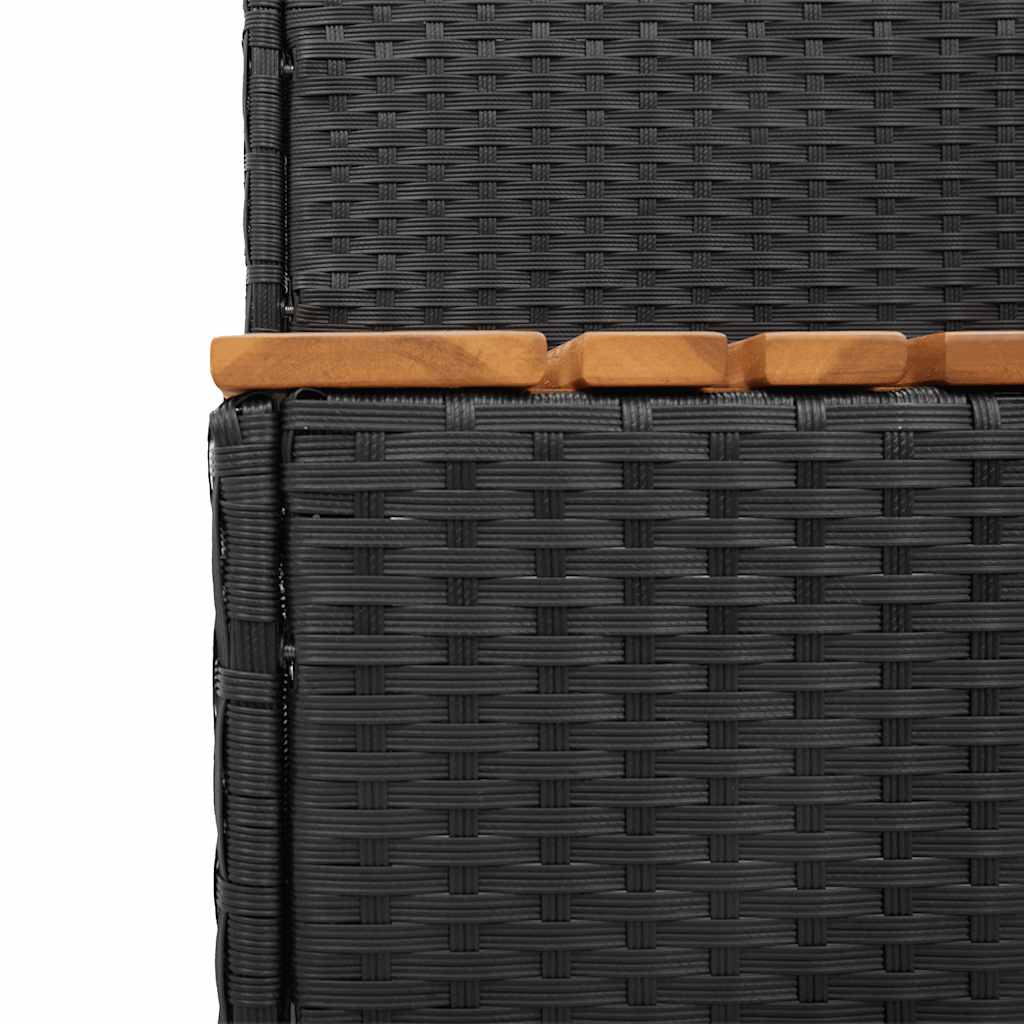 Whirlpooltreppe Schwarz 100x50x50,5cm Poly Rattan Akazie Massiv