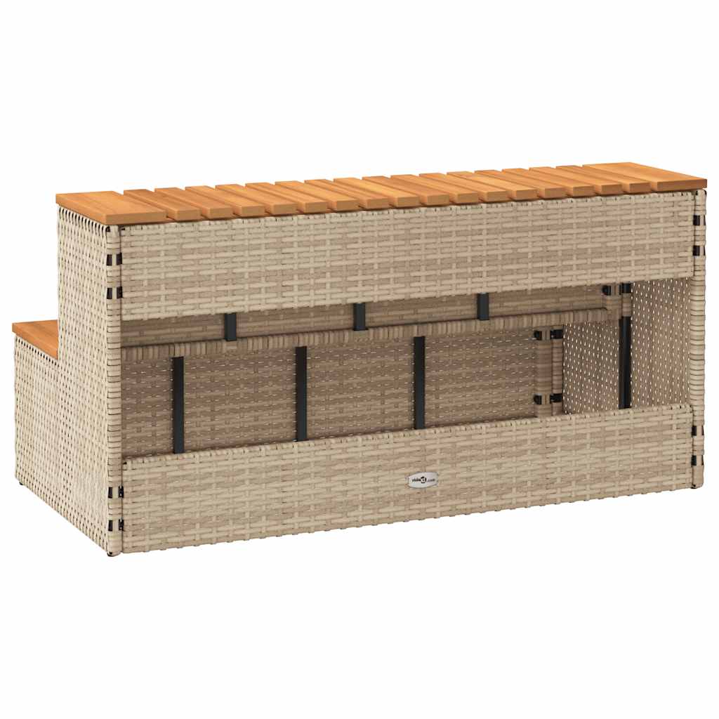 Whirlpool-Stufen Beige 100x50x50,5 cm Poly-Rattan Massiv Akazie