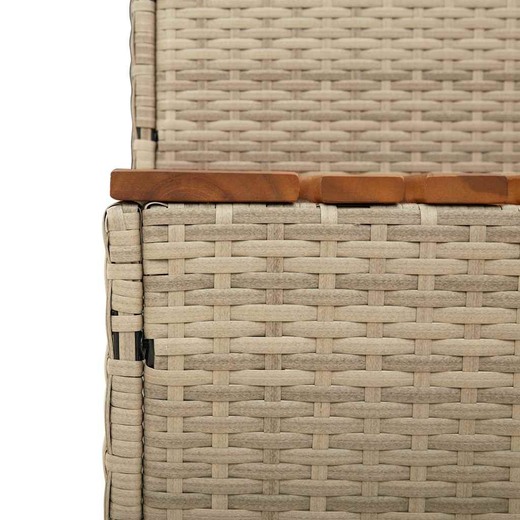 Whirlpool-Stufen Beige 100x50x50,5 cm Poly-Rattan Massiv Akazie