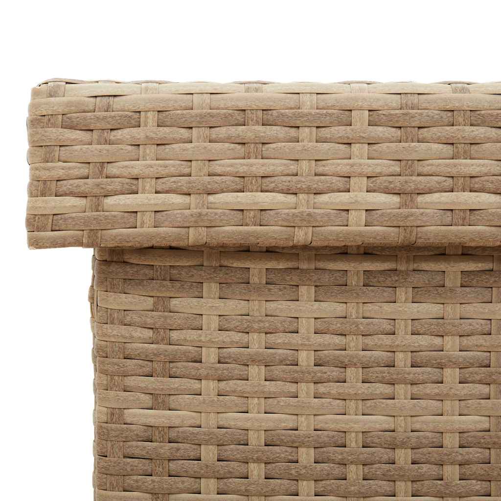 Gartentruhe mit Rollen Beige 110x55x73 cm Poly Rattan