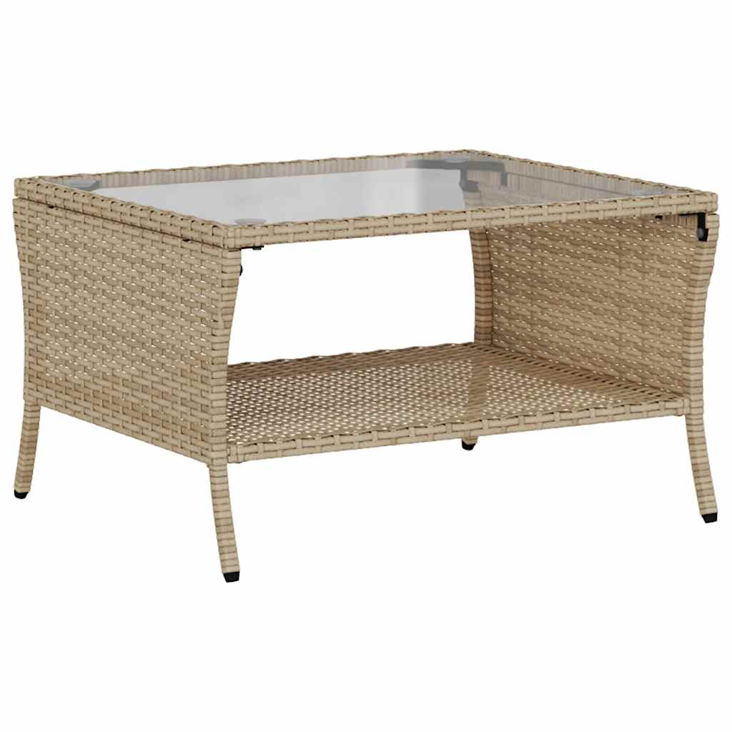 Gartensofa 2-Sitzer mit Kissen & Tisch Beige Poly Rattan