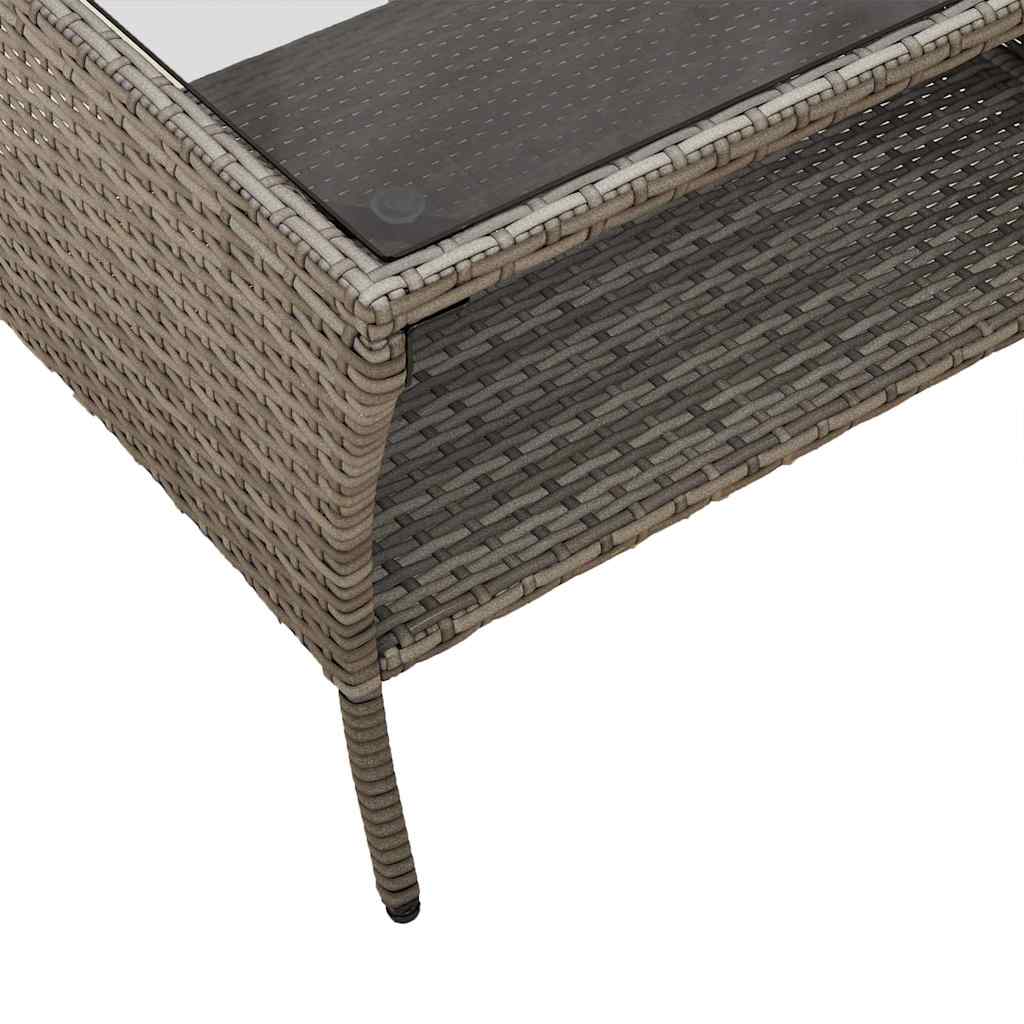 Gartensofa 2-Sitzer mit Kissen & Tisch Grau Poly Rattan