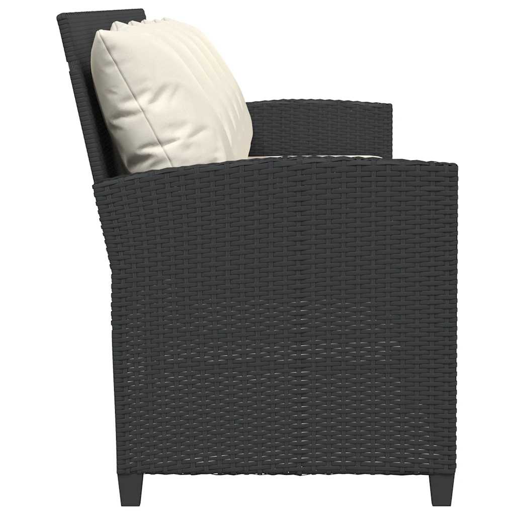 Gartensofa 5-Sitzer mit Kissen Schwarz Poly Rattan