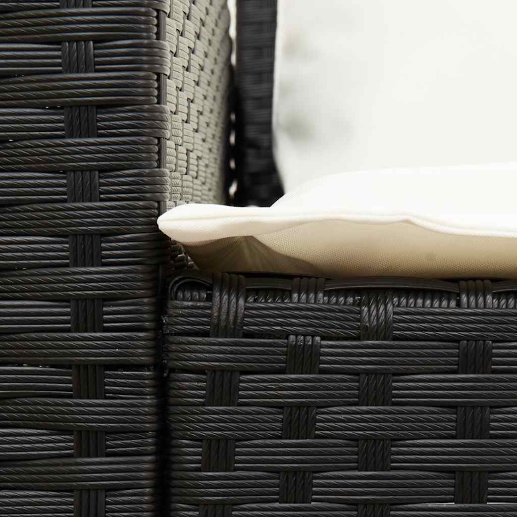 Gartensofa 5-Sitzer mit Kissen Schwarz Poly Rattan