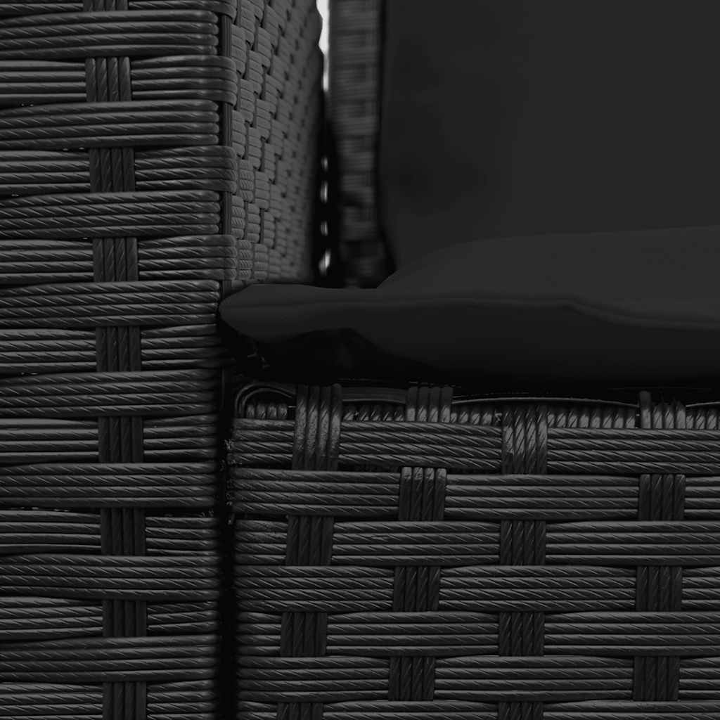 Gartensofa 5-Sitzer mit Kissen Schwarz Poly Rattan