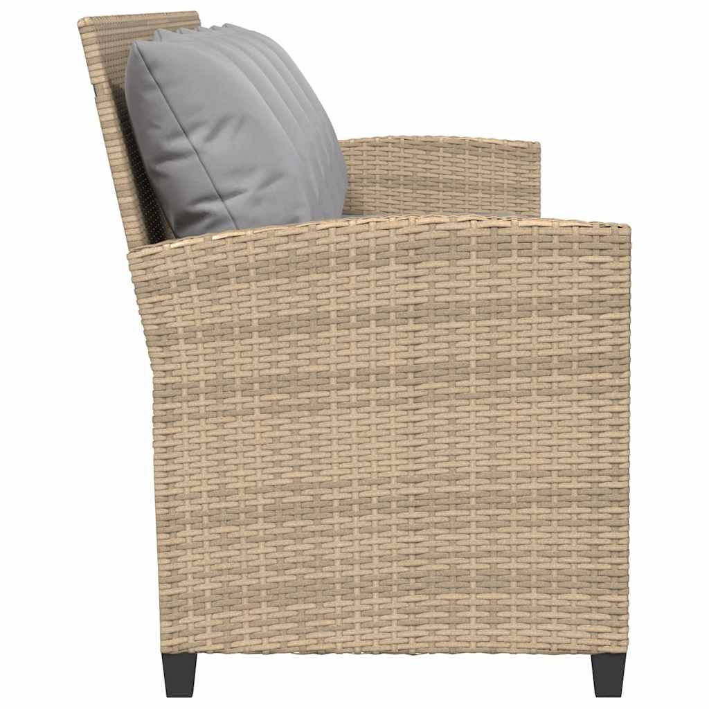 Gartensofa 5-Sitzer mit Kissen Beige Poly Rattan