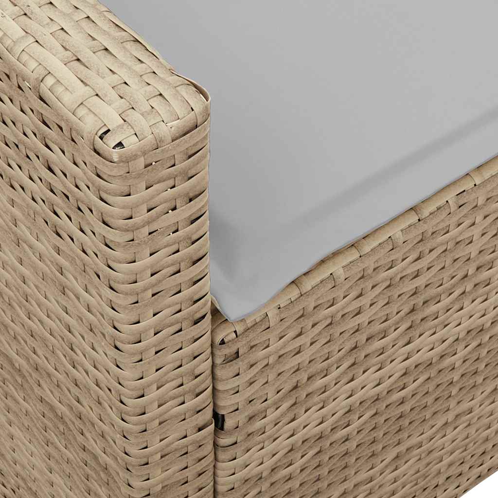 Gartensofa 5-Sitzer mit Kissen Beige Poly Rattan