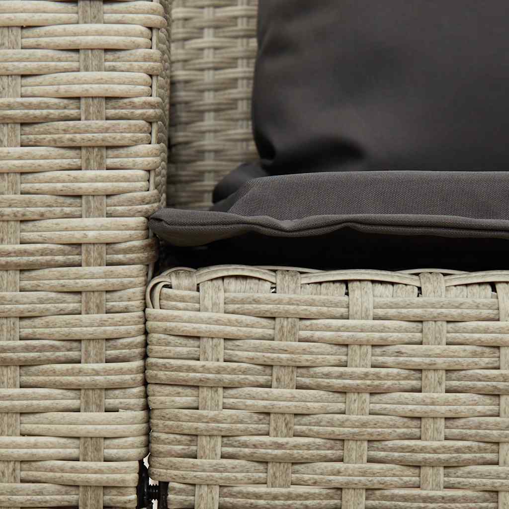 Gartensofa 5-Sitzer mit Kissen Hellgrau Poly Rattan