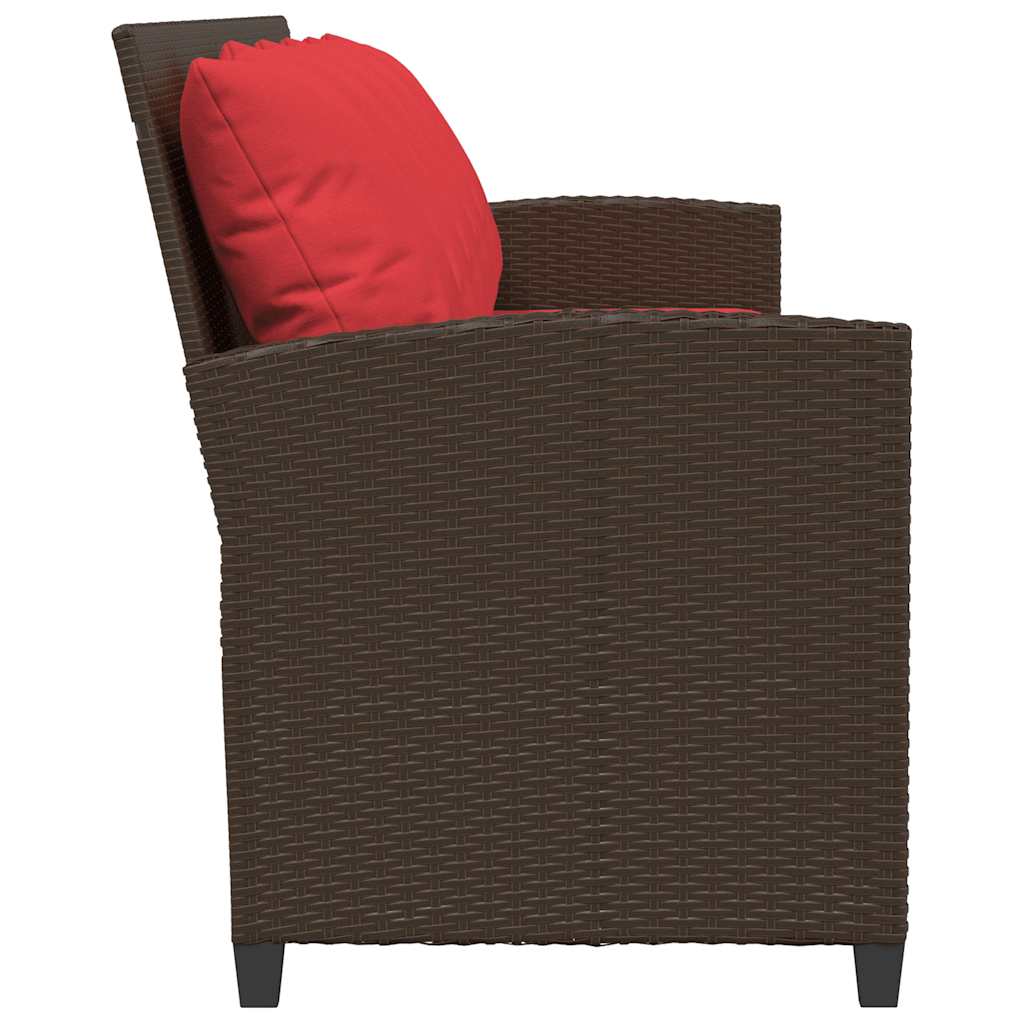 Gartensofa 5-Sitzer mit Kissen Braun Poly Rattan