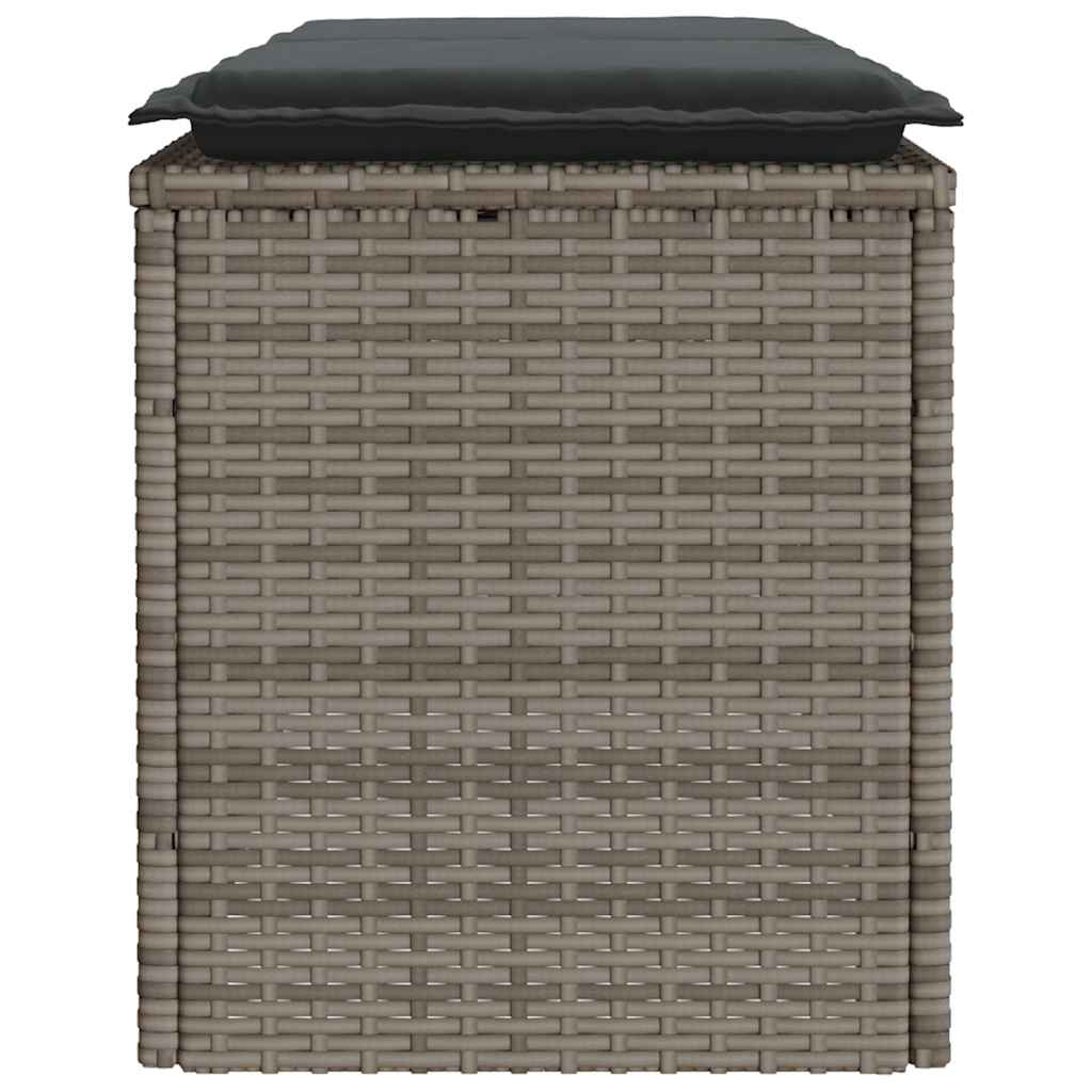 Gartenbank mit Kissen Grau 110x40x44 cm Poly Rattan