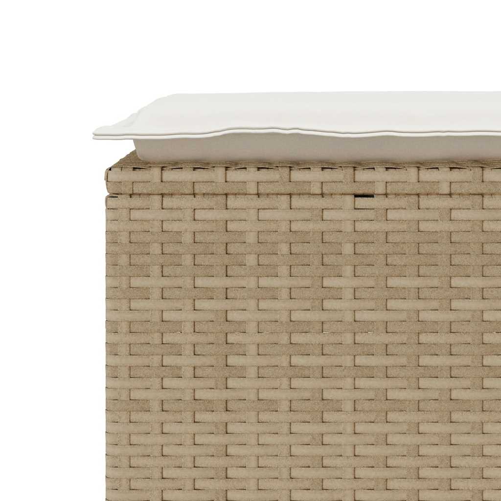 Gartenbank mit Kissen Beige 110x40x44 cm Poly Rattan