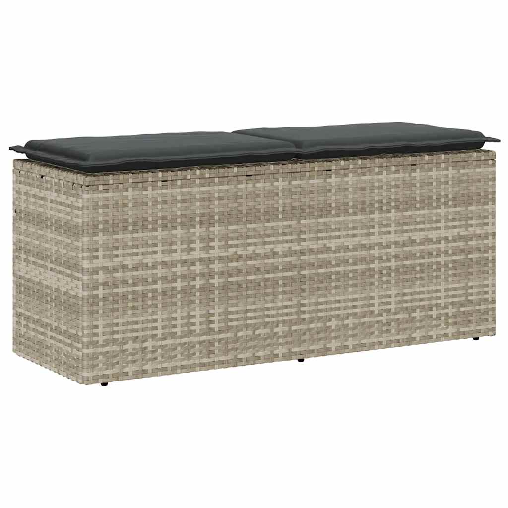 Gartenbank mit Kissen Hellgrau 110x40x44 cm Poly Rattan