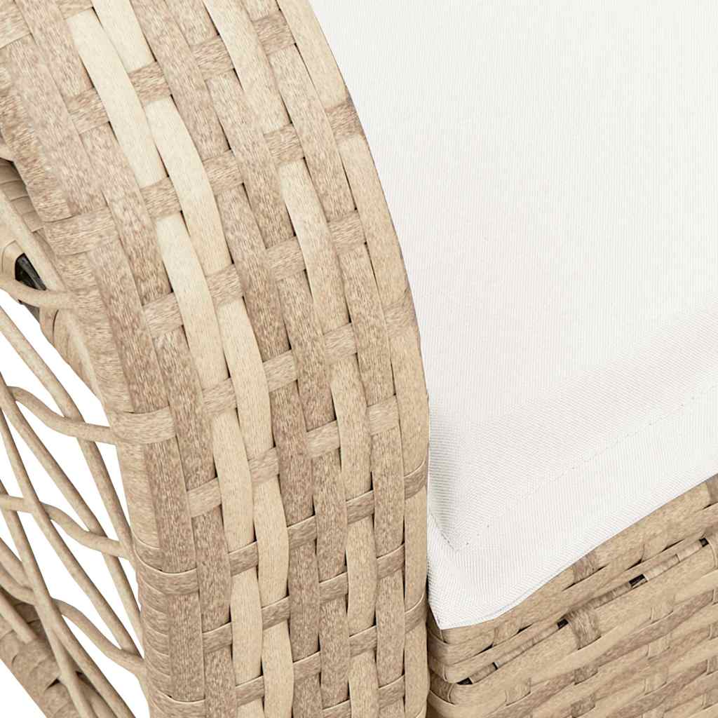 Garten-Schaukelstuhl mit Kissen Beige Poly Rattan