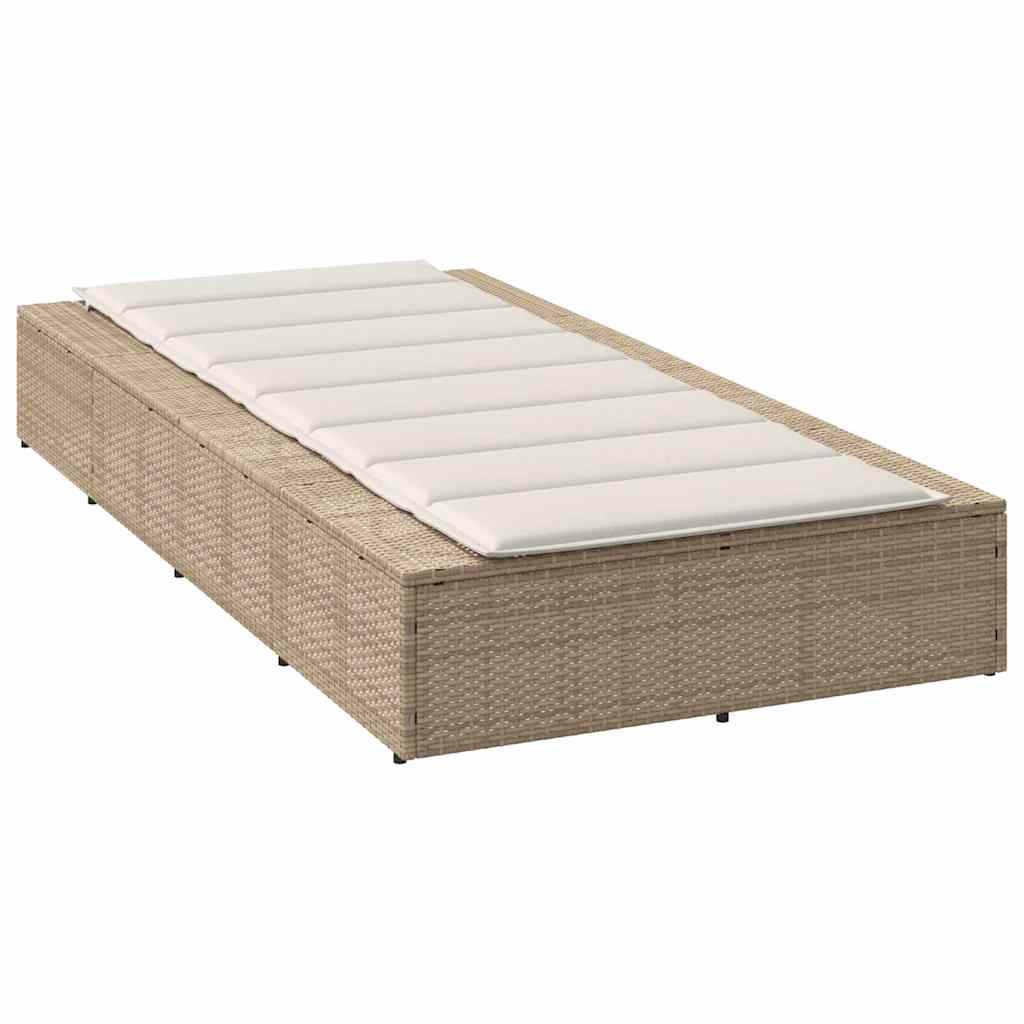 Sonnenliege mit schwebender Auflage Beige Poly Rattan