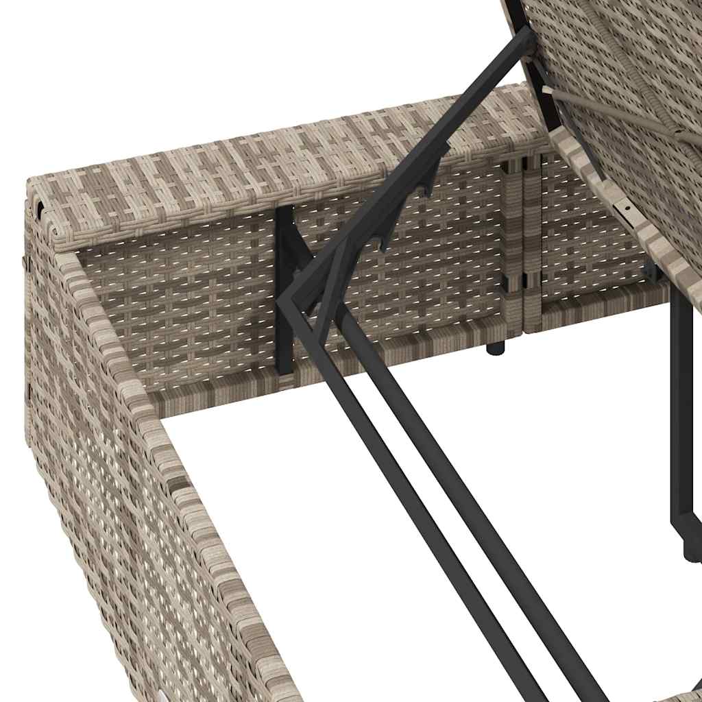 Sonnenliege mit schwebender Auflage Hellgrau Poly Rattan