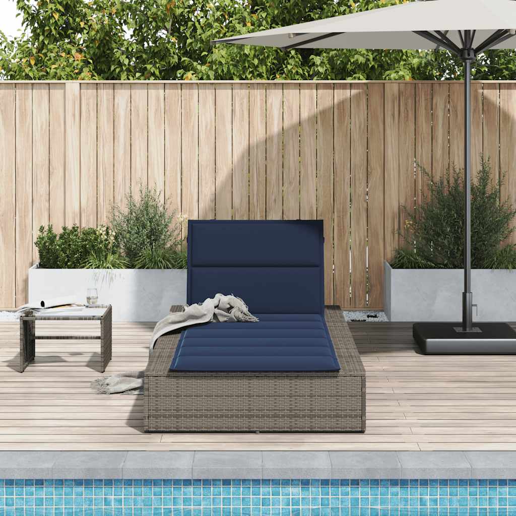 Sonnenliege mit schwebender Auflage Grau Poly Rattan