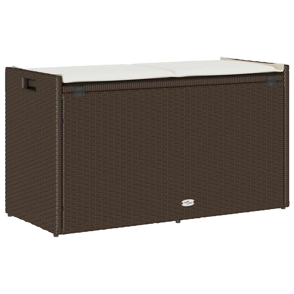 Outdoor-Sitzbank mit Stauraum und Kissen Braun 100 cm