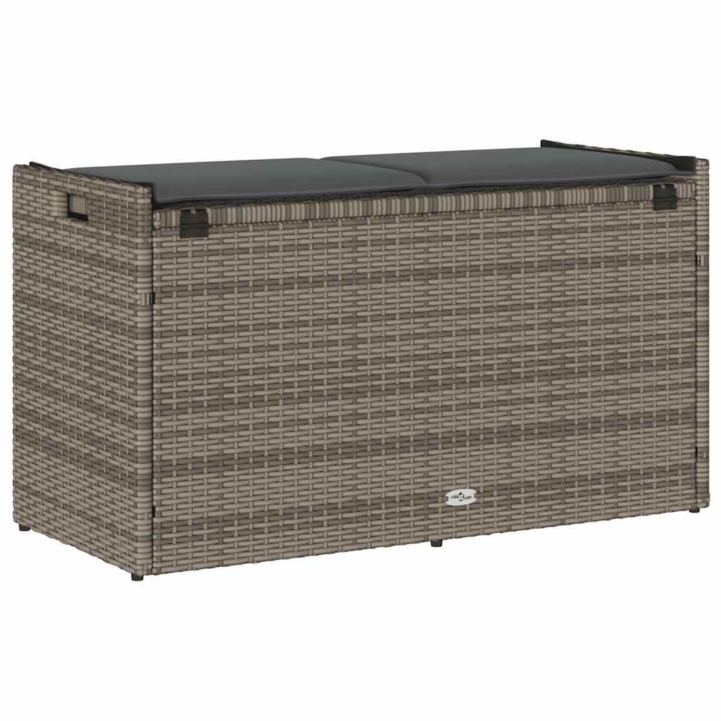 Outdoor-Sitzbank mit Stauraum und Kissen Grau 100 cm