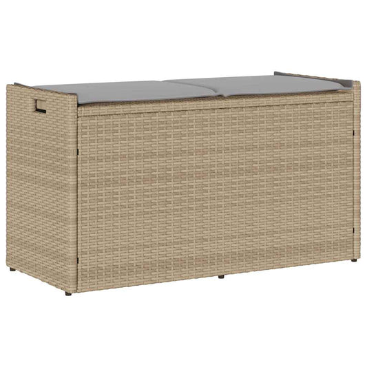 Outdoor-Sitzbank mit Stauraum und Kissen Beige 100 cm