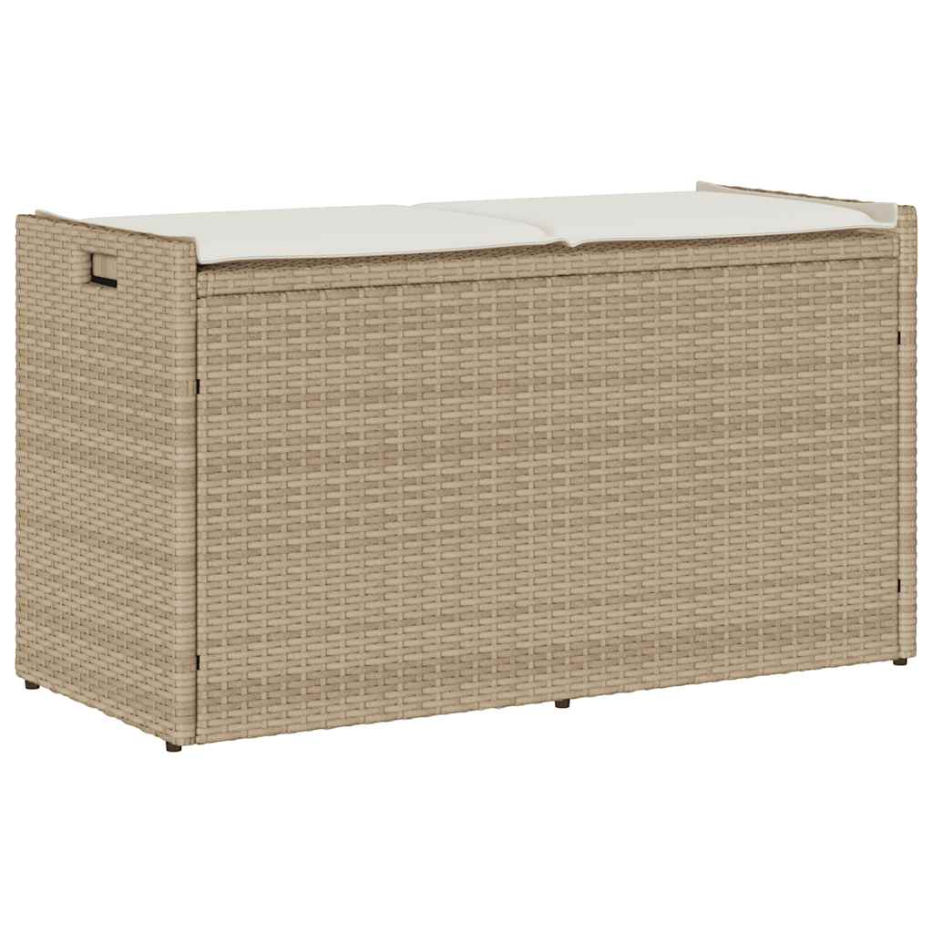 Outdoor-Sitzbank mit Stauraum und Kissen Beige 100 cm