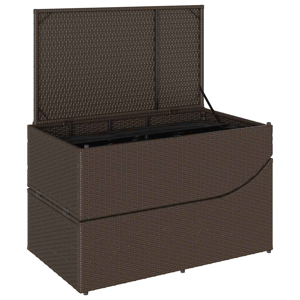 Klappliege mit Auflage und Stauraum Braun Poly-Rattan