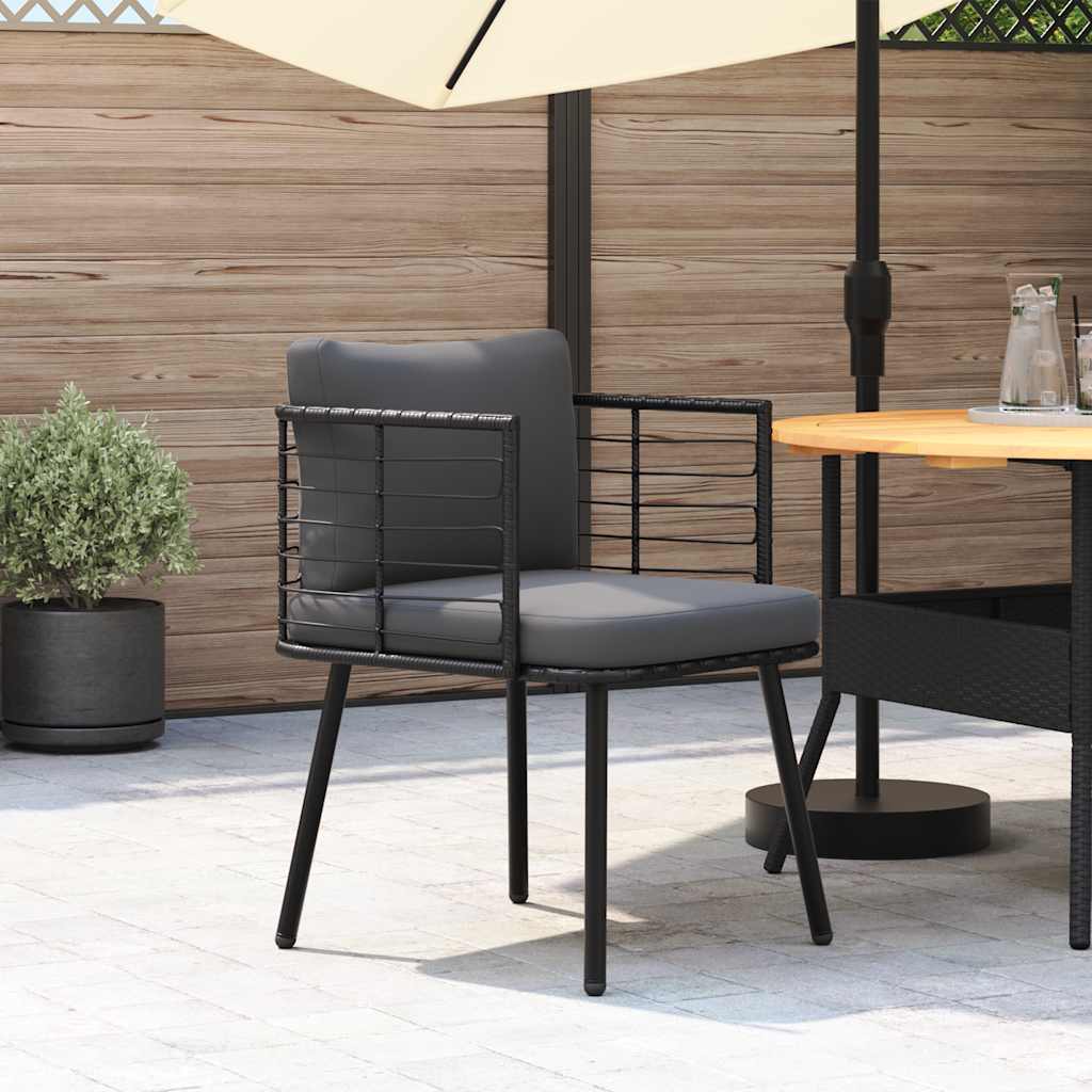 Gartensessel mit Kissen Schwarz Poly Rattan