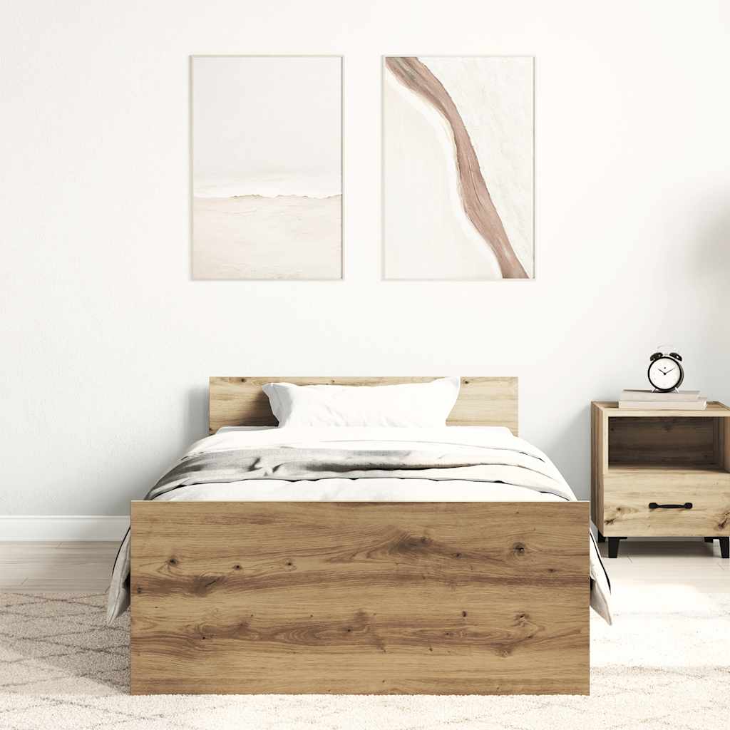 Bettgestell ohne Matratze Artisan-Eiche 90x200cm Holzwerkstoff