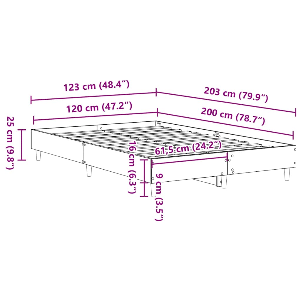 Bettgestell ohne Matratze Schwarz 120x200 cm Holzwerkstoff