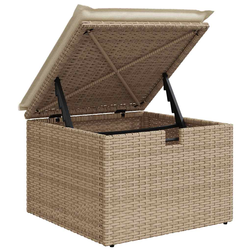 10-tlg. Garten-Sofagarnitur mit Kissen Beige Poly Rattan