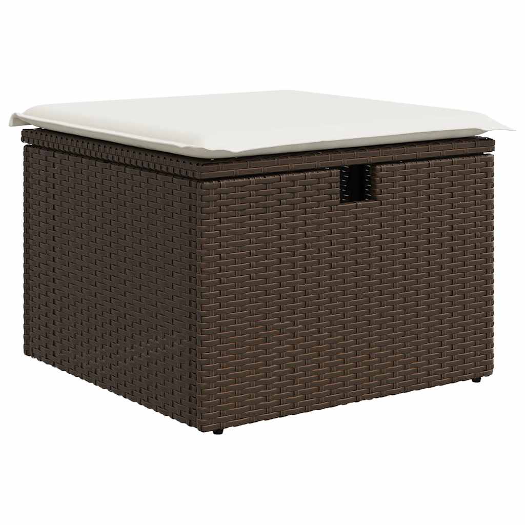 10-tlg. Garten-Sofagarnitur mit Kissen Braun Poly Rattan