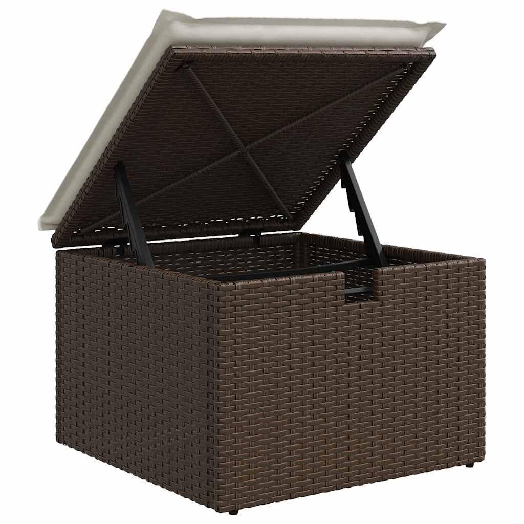 10-tlg. Garten-Sofagarnitur mit Kissen Braun Poly Rattan