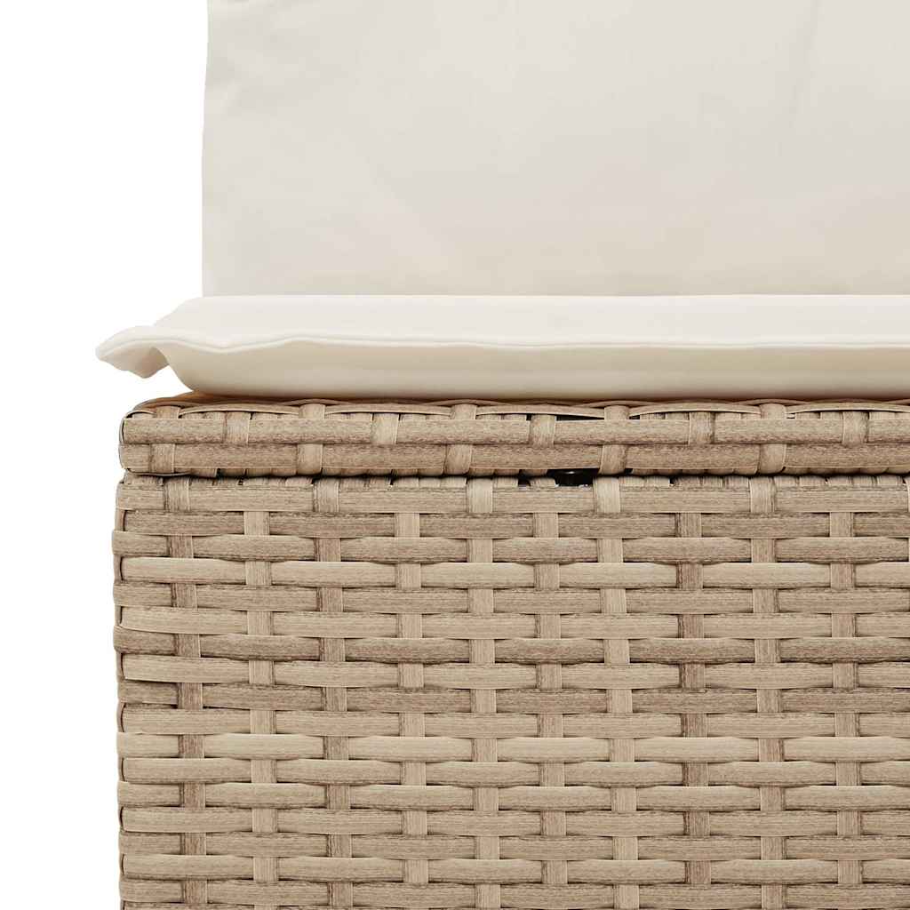 10-tlg. Garten-Sofagarnitur mit Kissen Beige Poly Rattan Akazie