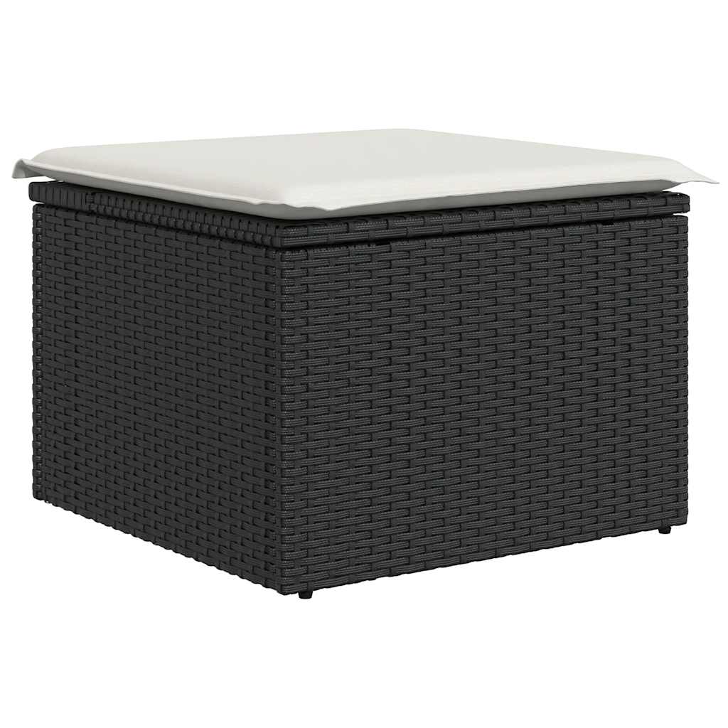 9-tlg. Garten-Sofagarnitur mit Kissen Schwarz Poly Rattan