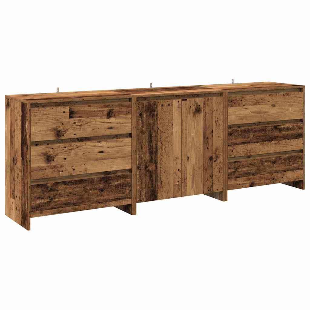 3-tlg. Sideboard Altholz-Optik Holzwerkstoff